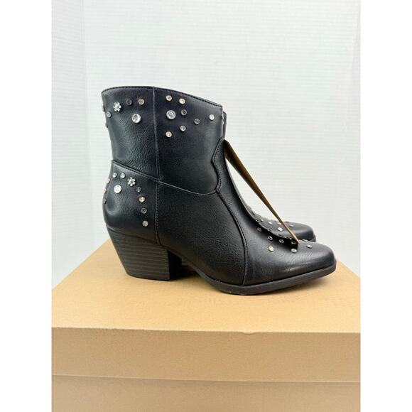 Frye And Co. Synclair Womens Size 6M Black Cowboy Ankle Boots Rhinestone Booties - Picture 8 of 12